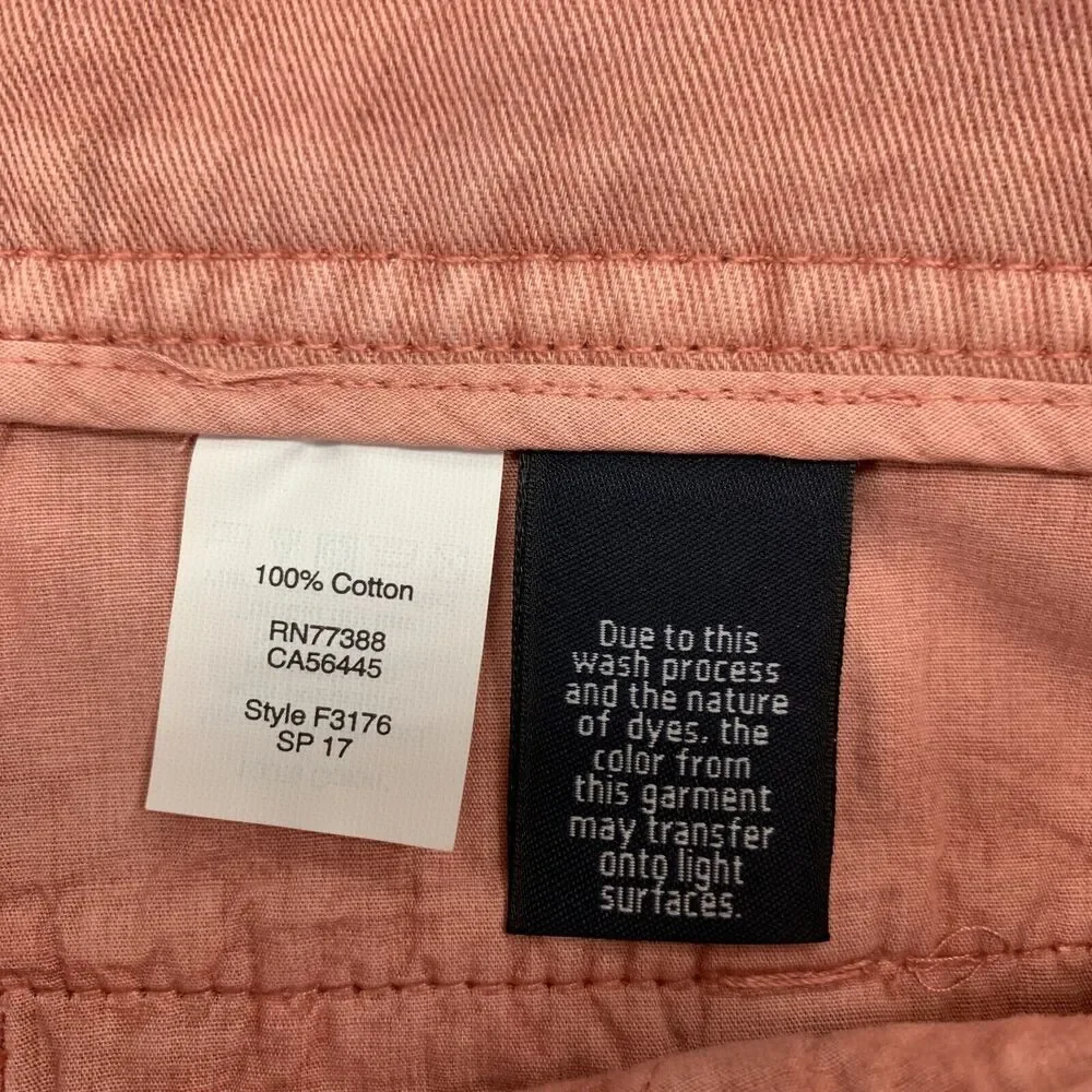 J. Crew Sunwashed Slim Chino Pants Womens 00 Pink Mid Rise Zip Fly Cotton Ankle